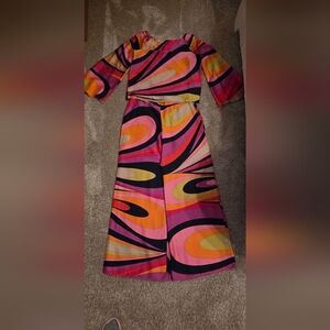 Trina Turk Pink Purple Orange Striped Silk Top & Bottom: Kentucky Oaks!